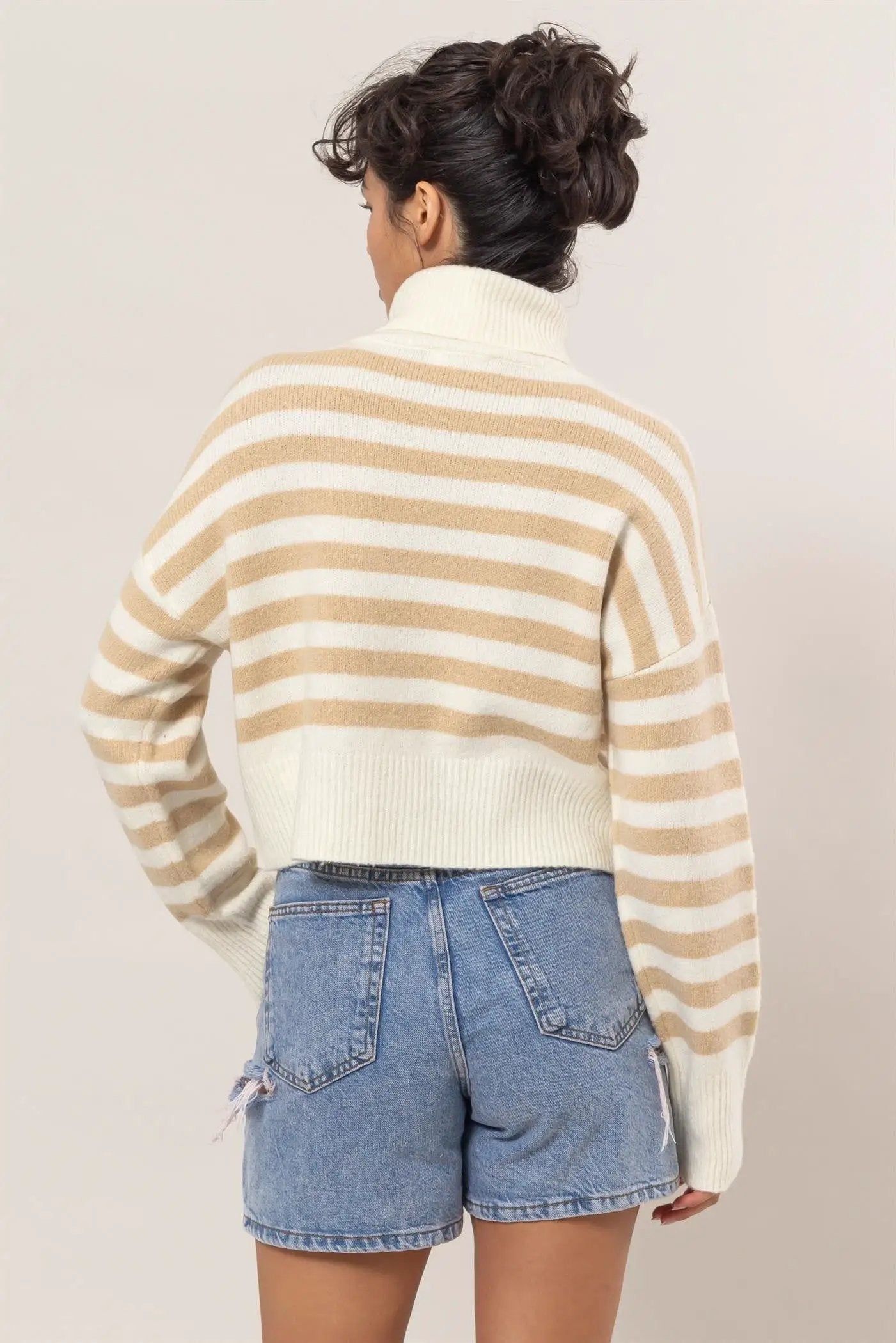 HYFVE HYFIVE Neutral Hour Striped Turtleneck Sweater - Sweaters