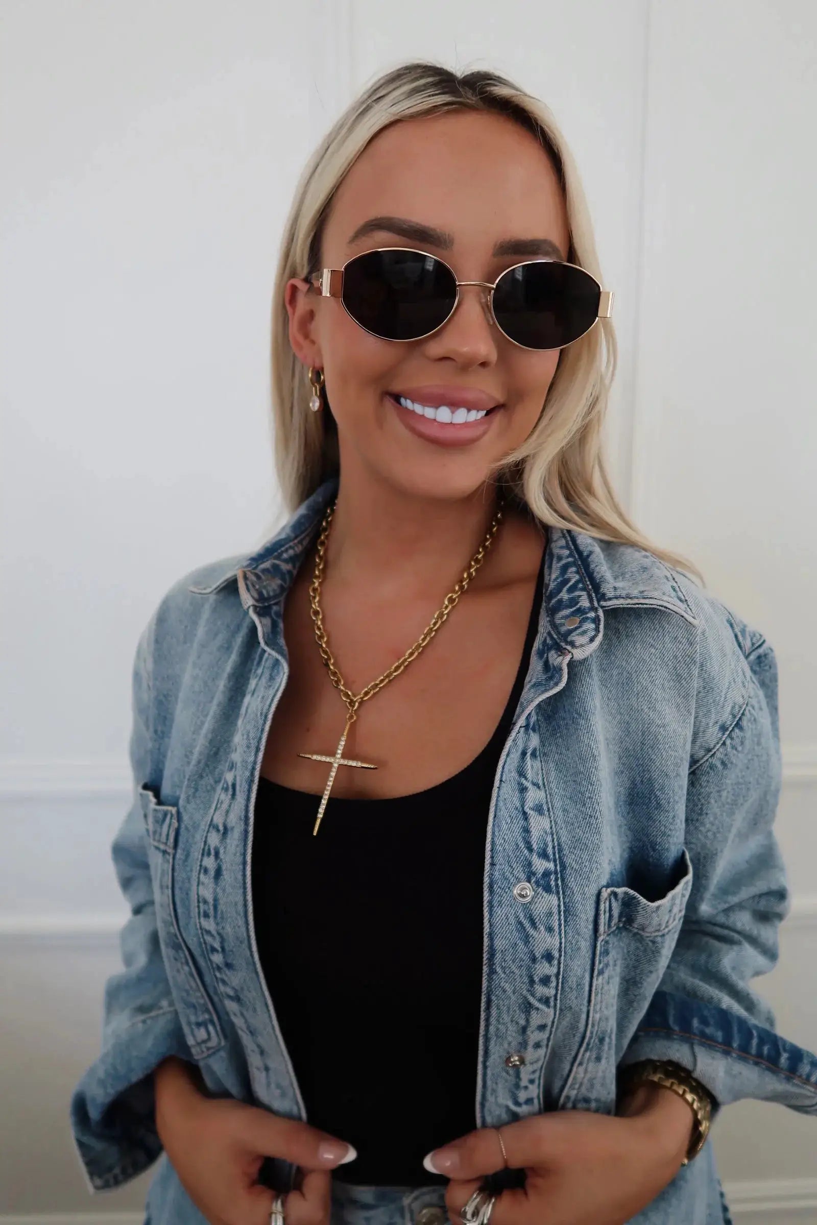 CHANSUTTPEARLS The Large LUXE Cross Necklace (Water Resistant) - Necklaces