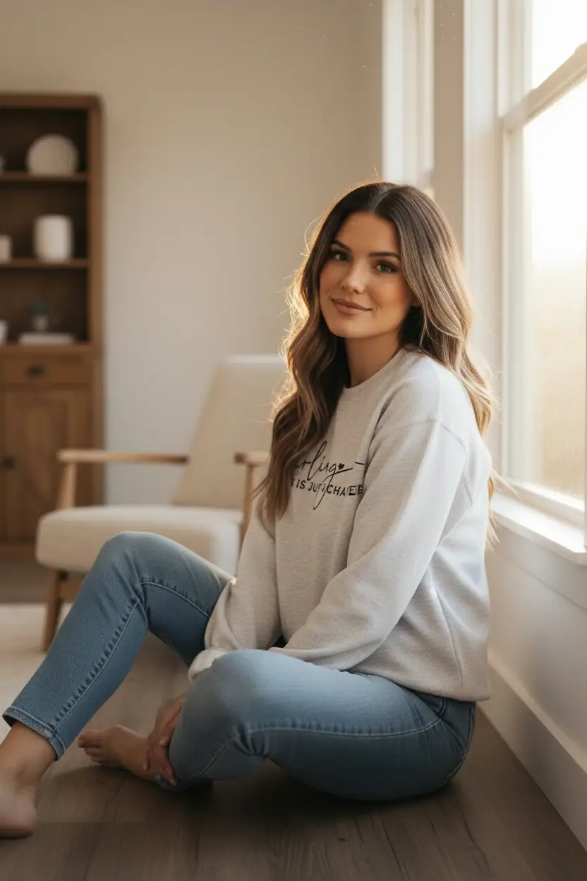 Limeberry Designs The “Just a Chapter – Not The Whole Story” Inspirational Crew Sweatshirt: Heather Grey - Sweatshirts