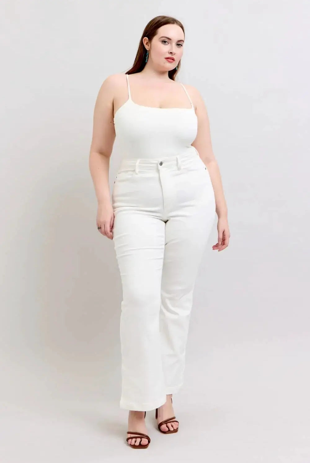 Judy Blue Judy Blue High Waist Slit Bottom Boot Cut REG & CURVY Jeans - Jeans Judy Blue White Denim