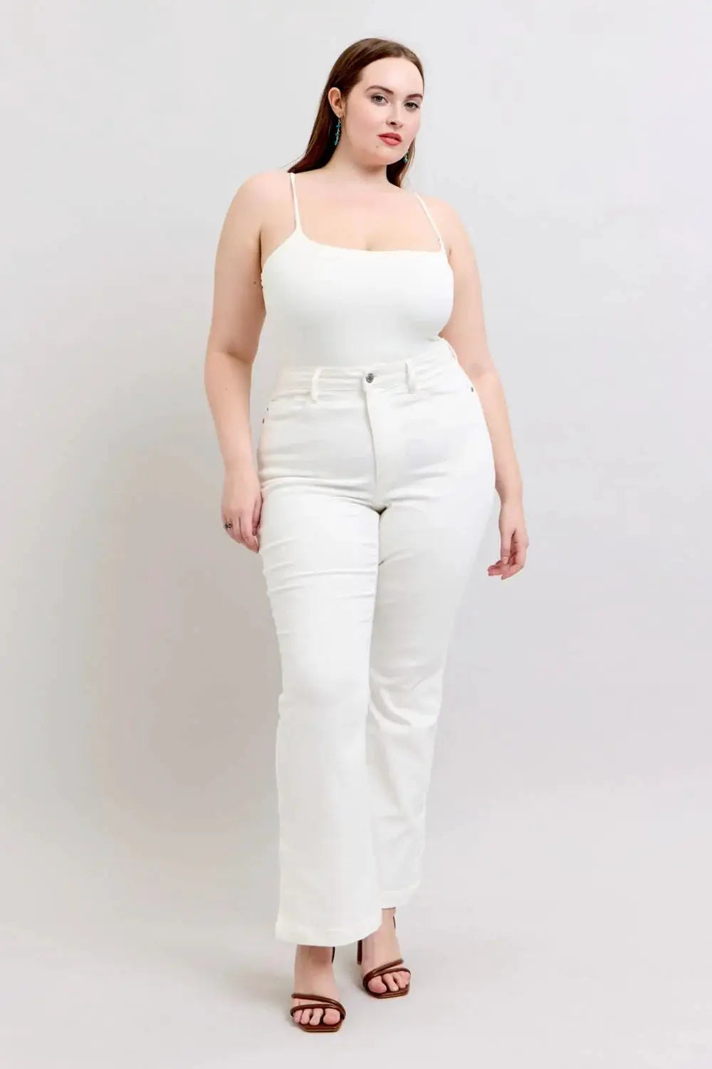 Judy Blue Judy Blue High Waist Slit Bottom Boot Cut REG & CURVY Jeans - Jeans Judy Blue White Denim