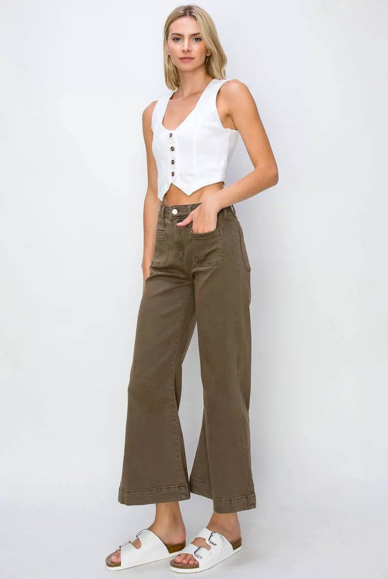 ARTEMIS VINTAGE Artemis Vintage High Rise Stretch Crop Palazzo Jeans - Jeans