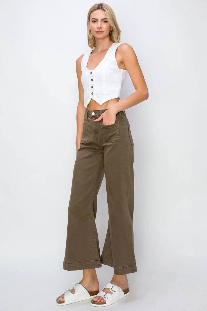 ARTEMIS VINTAGE Artemis Vintage High Rise Stretch Crop Palazzo Jeans - Jeans