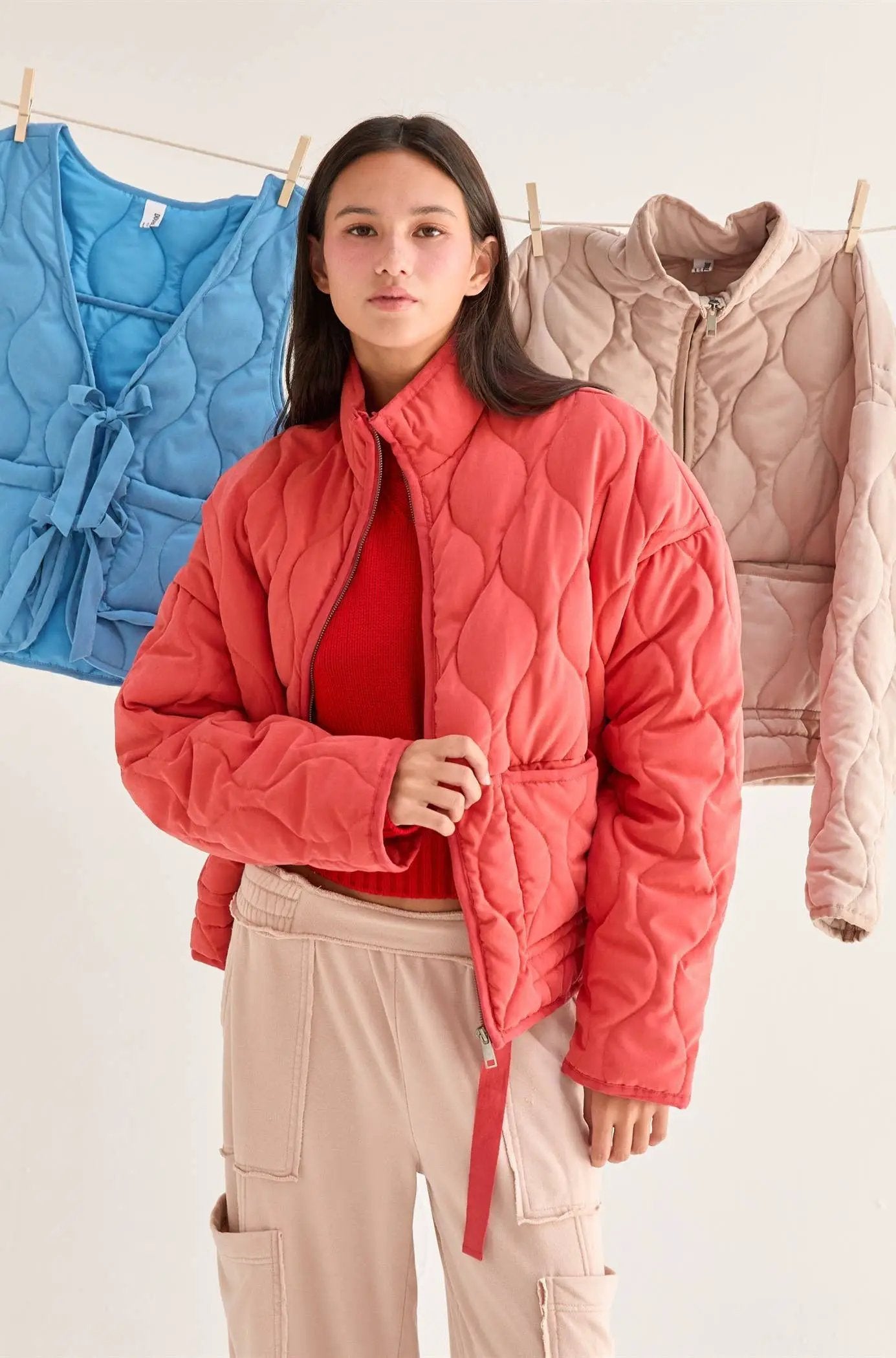 HYFVE HYFVE - Ocean Blue Quilted Jacket With Drawstring Hem - Puffer Jackets