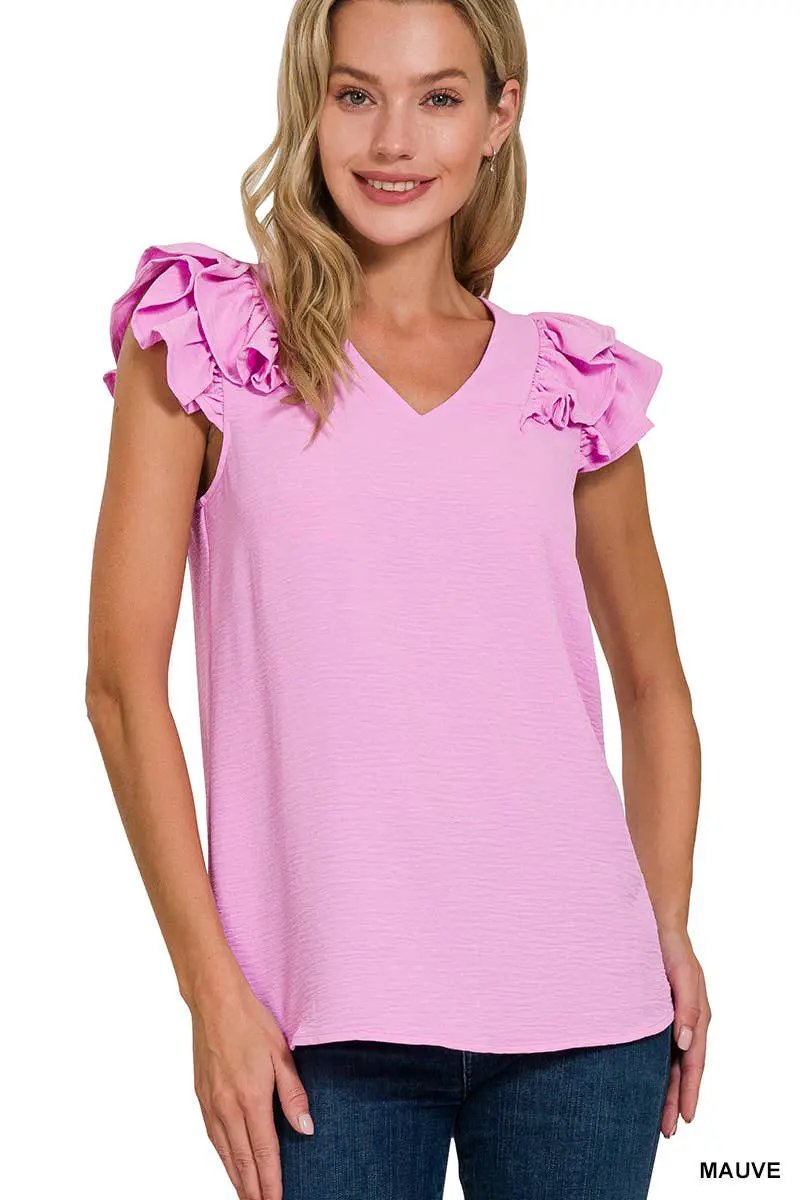 Zenana Zenana Ruffle Sleeve Blouse Collection - Blouses Ruffle Sleeve Blouse
