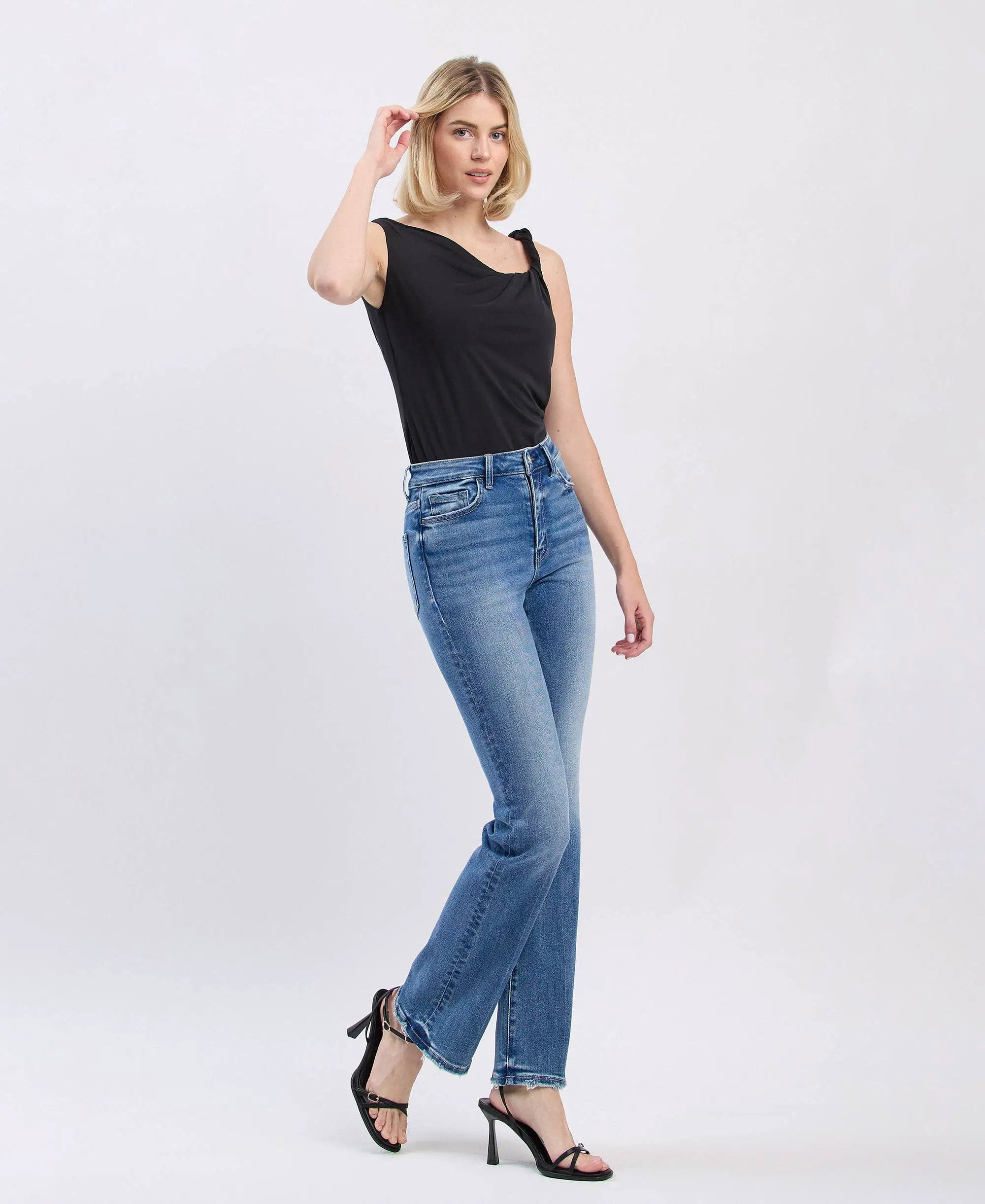 VERVET by FLYING MONKEY Vervet High Rise Full Length Bootcut Denim Jeans - Jeans