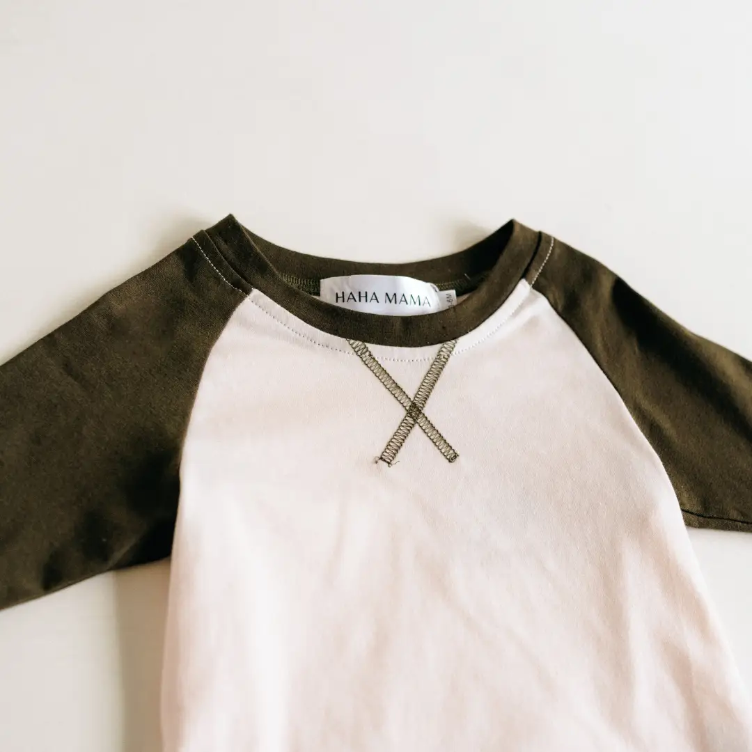 HAHA MAMA Clothing Raglan Baseball Tee Green - T-Shirts