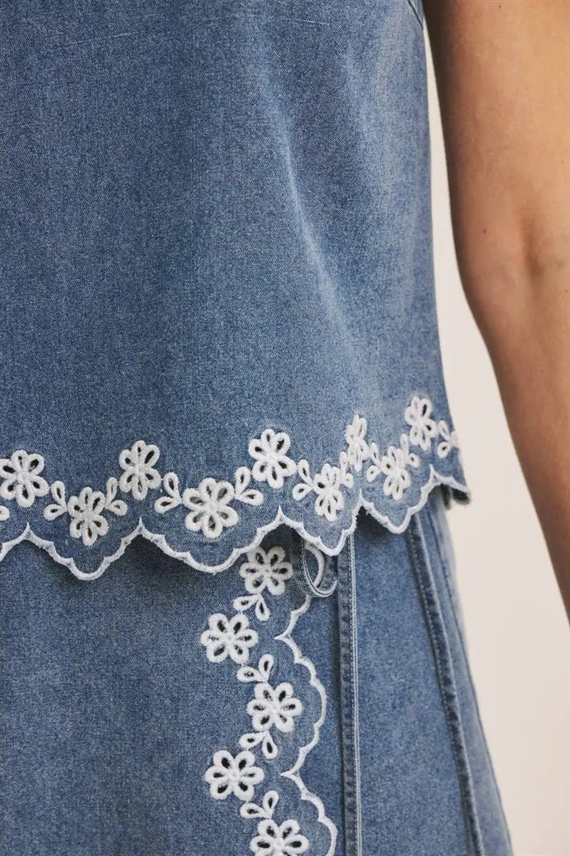 in february The Daisy Lane Denim Top - Tank Tops