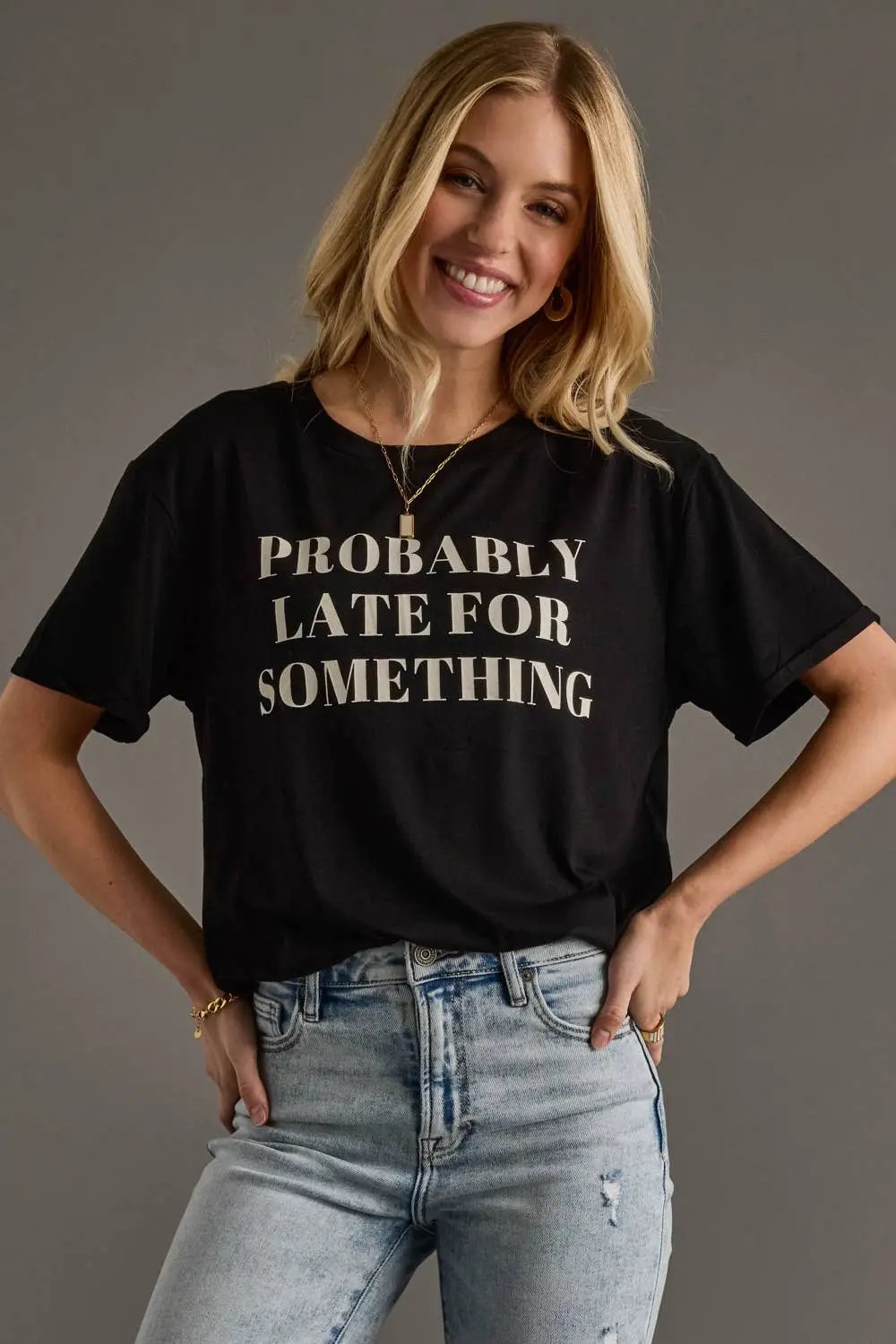 Panache Apparel Co. The Probably Late For Something Tee: Black - T-Shirts