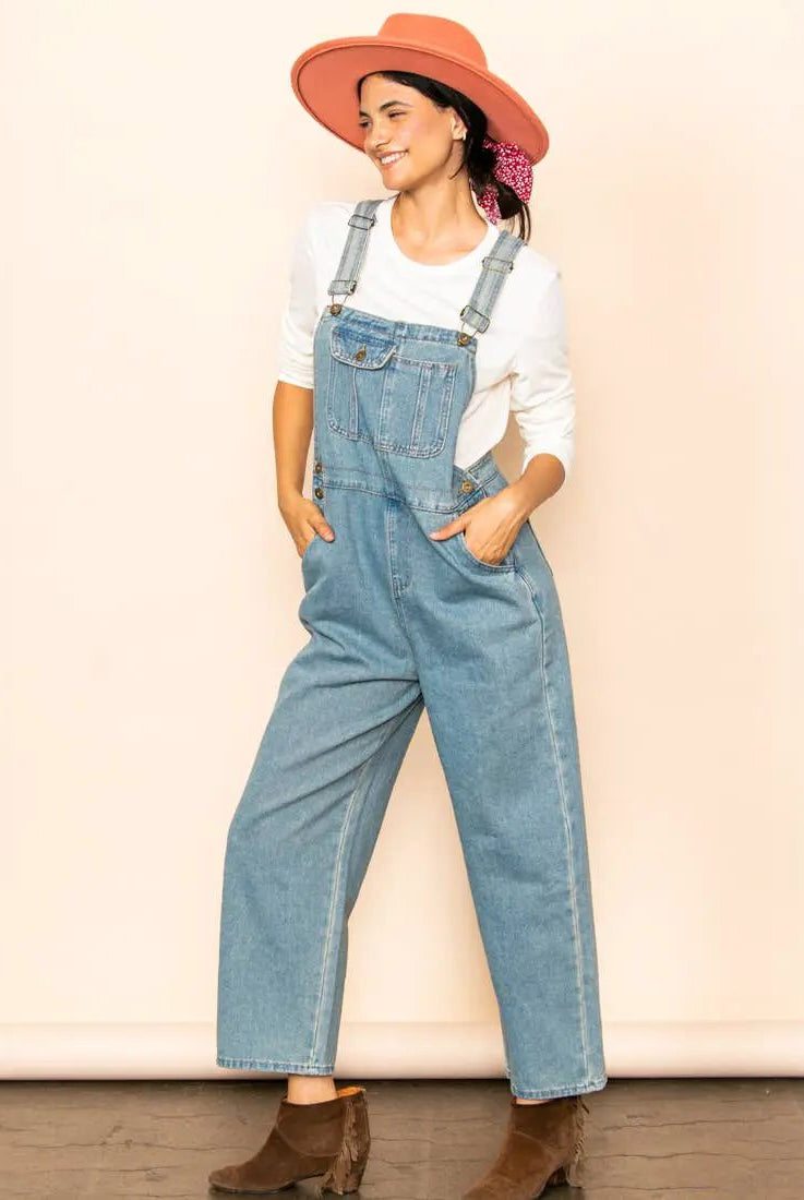 Elloh Collection Vintage Mom Fit Denim Overalls - One-Pieces