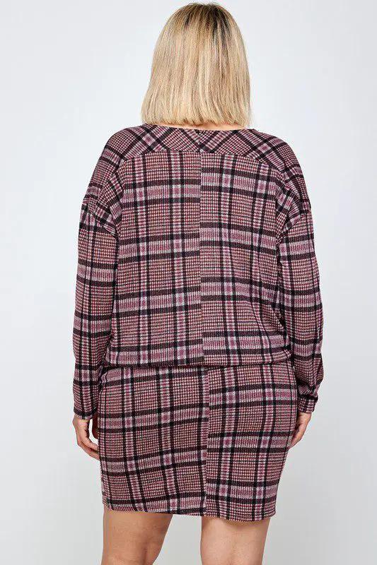 Haute Fox Plaid Top and Skirt Set PLUS - Outfit Sets