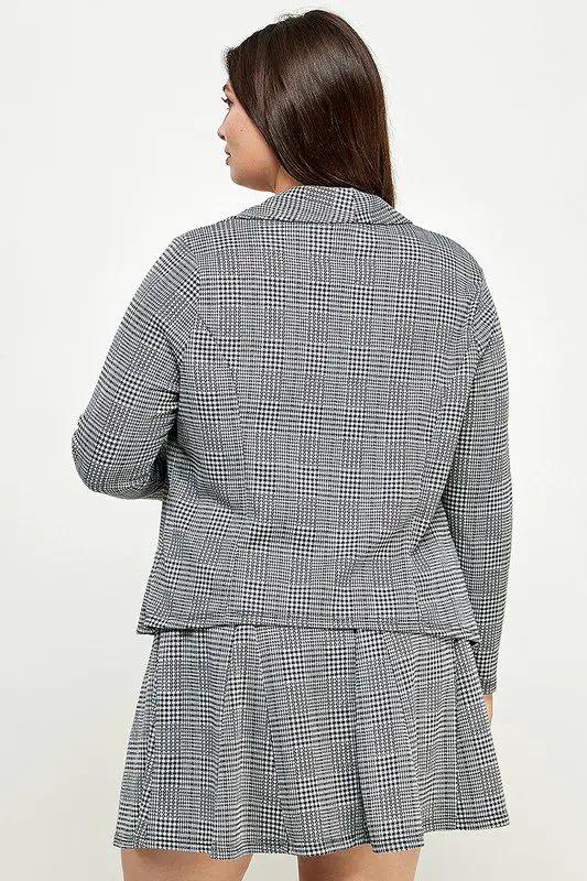 Haute Fox Plaid Ruffled Blazer PLUS - Clothing Tops plus plaid knit blazer