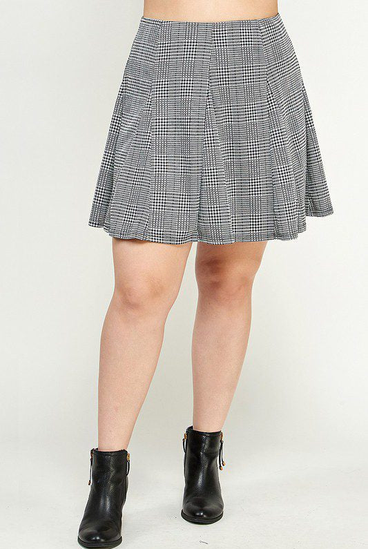 Black and white plaid skater skirt.