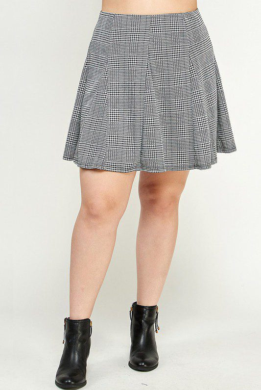 Black and white plaid skater skirt.