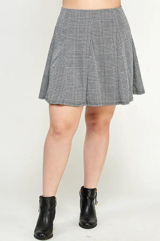 Haute Fox Plaid Knit A-Line Skirt PLUS - Skirts