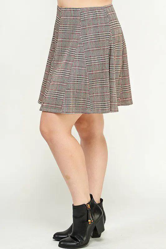 Haute Fox Plaid Knit A-Line Skirt PLUS - Skirts