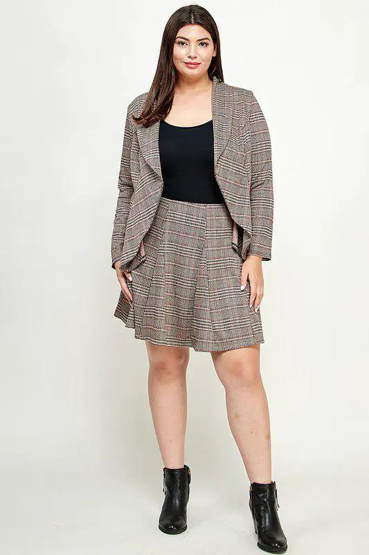 Haute Fox Plaid Knit A-Line Skirt PLUS - Skirts