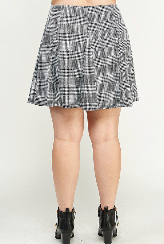 Black and white plaid skater skirt.