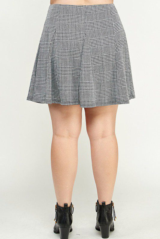 Black and white plaid skater skirt.