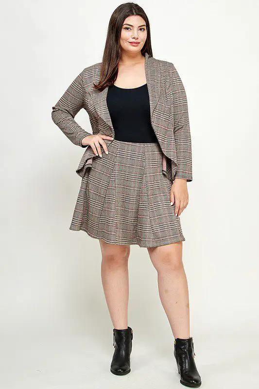 Haute Fox Plaid Knit A-Line Skirt PLUS - Skirts
