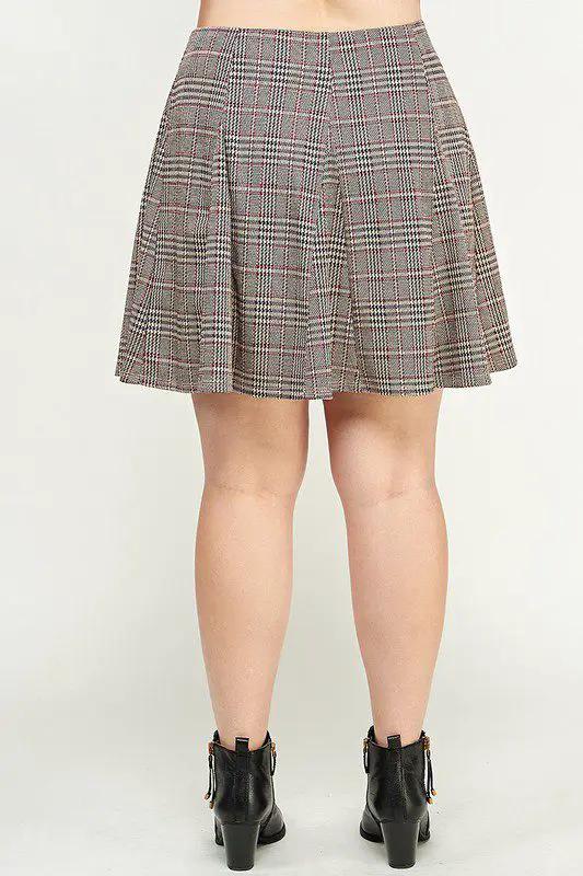 Haute Fox Plaid Knit A-Line Skirt PLUS - Skirts