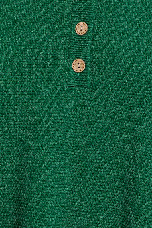 Le Lis LE LIS Dark Green Button Up Sweater Top - Matching Pants Available - Sweaters