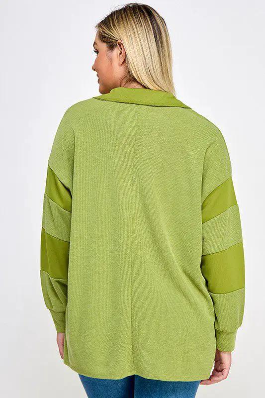 Haute Fox Plus Size Ribbed Rugby Polo - Clothing Tops RUGBY POLO SHIRT