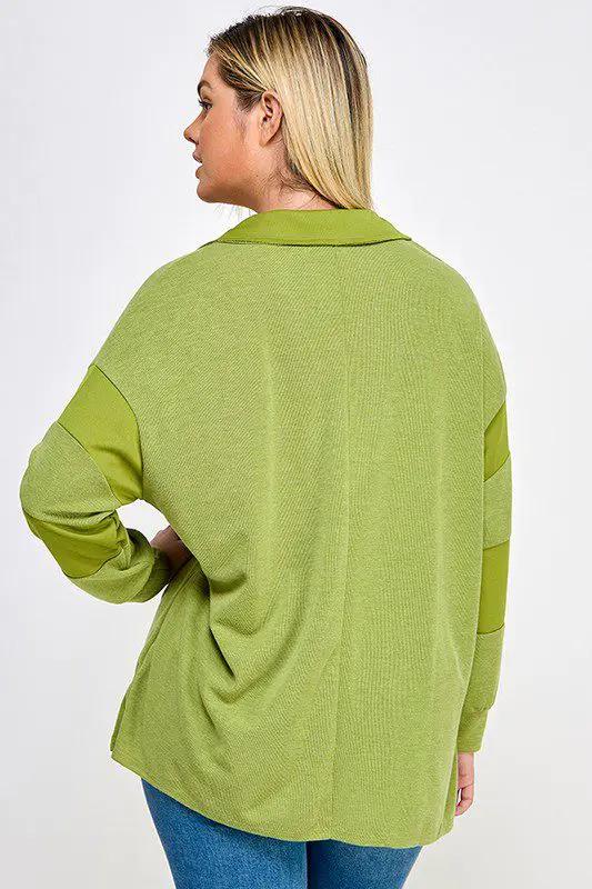 Haute Fox Plus Size Ribbed Rugby Polo - Clothing Tops RUGBY POLO SHIRT