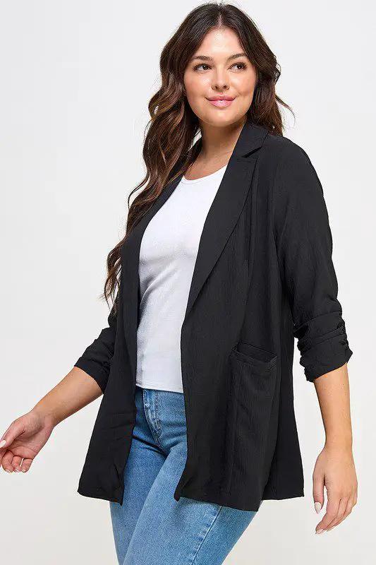 Haute Fox Haute Fox Airflow Relaxed Plus Size Blazer - Jackets