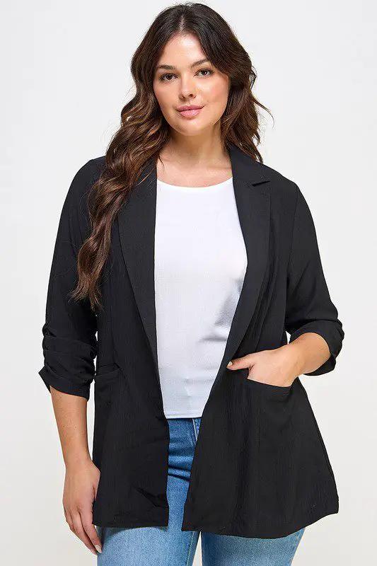 Haute Fox Haute Fox Airflow Relaxed Plus Size Blazer - Jackets