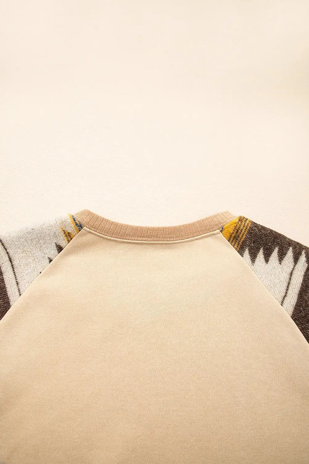 Grateful Threads Boutique Light French Beige Aztec Patchwork Raglan Pullover Sweatshirt - Sweatshirts Light French Beige Aztec Patchwork Raglan Pullover Sweatshirt