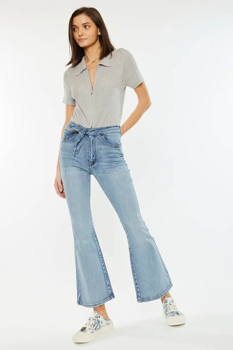 Nature Denim The Retro High Rise Flare Jeans: Light Wash - Jeans