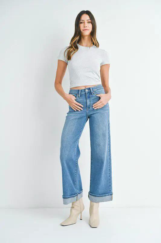 Just Black Denim Just Black Denim Cuffed Palazzo - Jeans