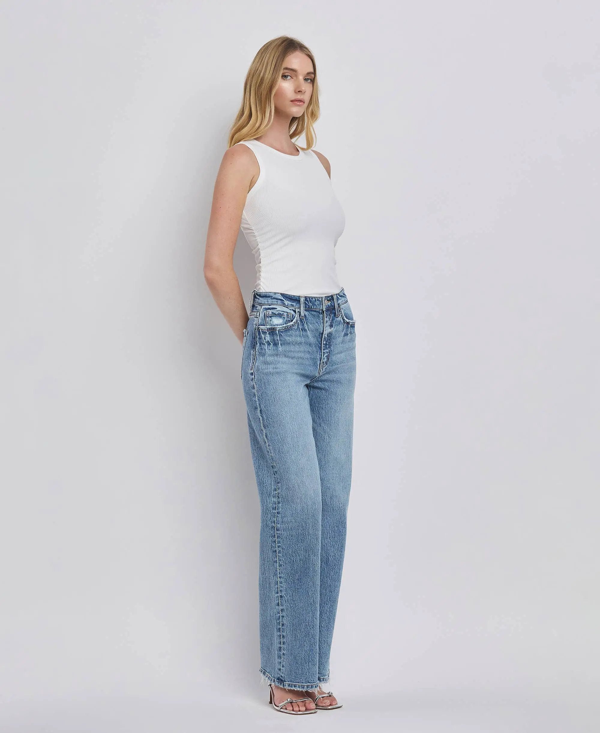 VERVET by FLYING MONKEY VERVET 90'S Super High Rise Wide Leg Jeans - Jeans