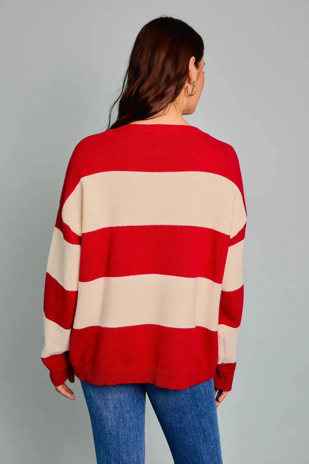 Le Lis LE LIS Round Neck Candy Cane Stripe Sweater - Sweaters