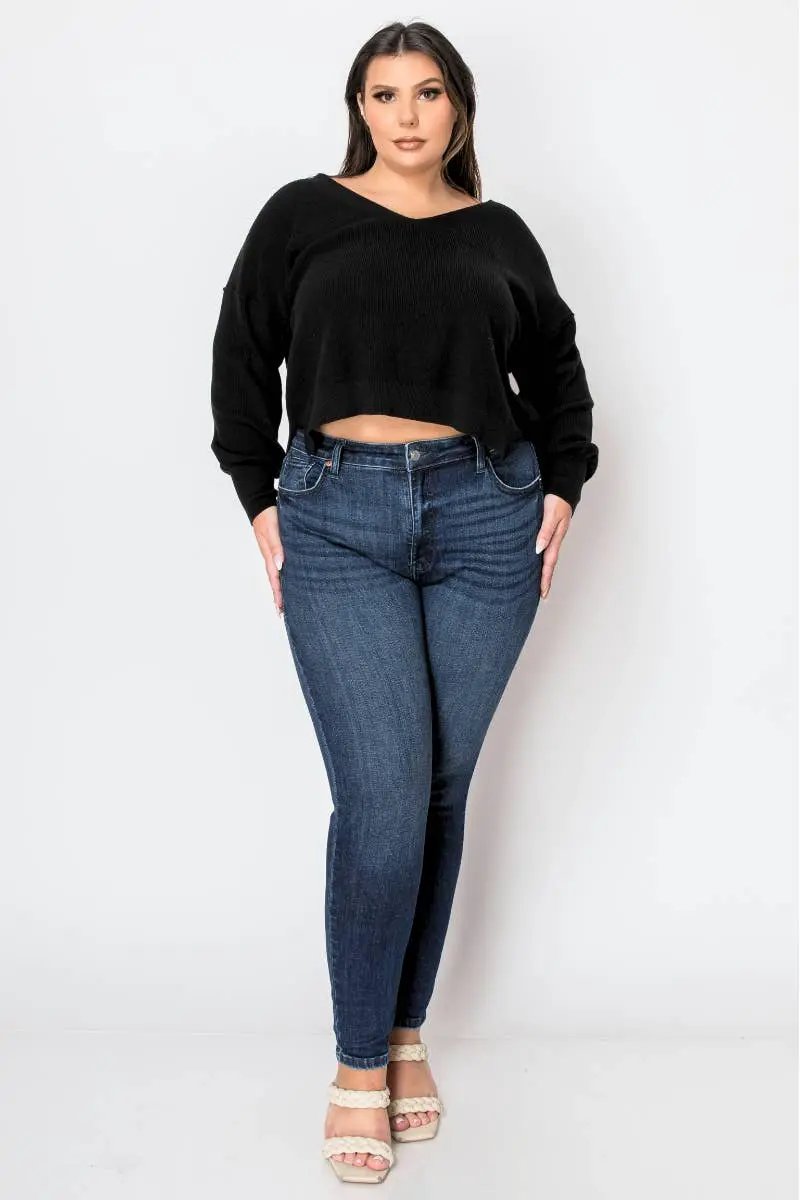 ARTEMIS VINTAGE Artemis Vintage Corset High Rise Double Waist Stretch PLUS Skinny Jeans - Jeans