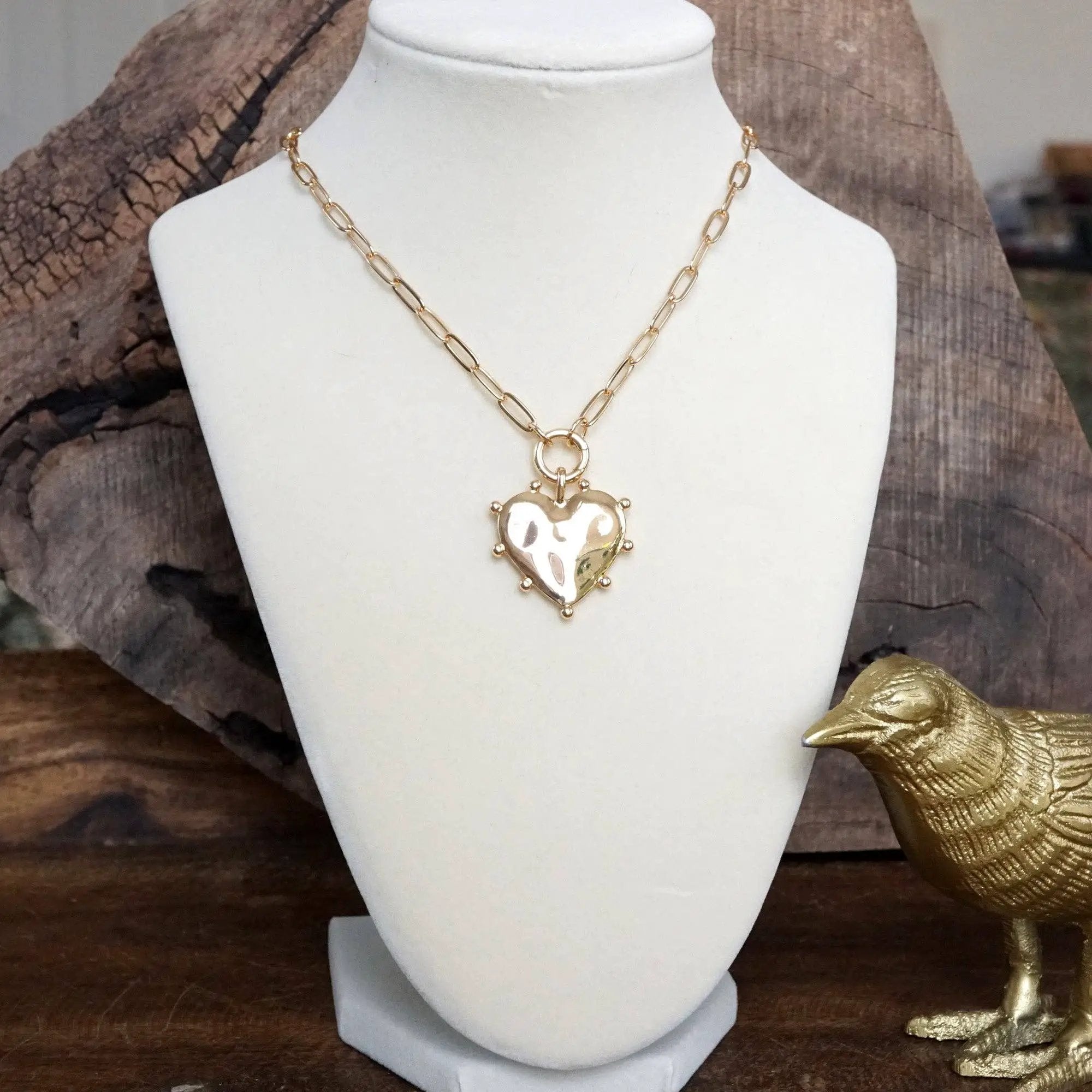 PennyLine inc The Rugged Heart Gold Paperclip Necklace - Jewelry modern spiky heart paperclip necklace