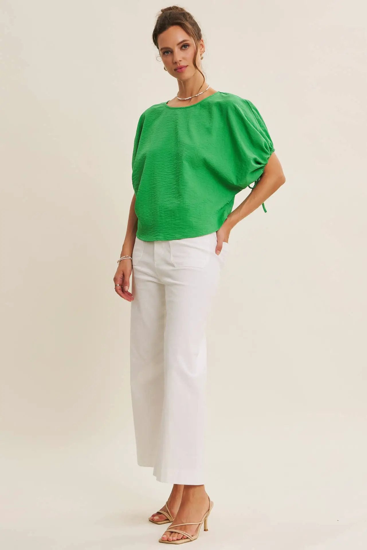 in february The Light & Lovely Dolman Blouse: Kelly Green - Blouses