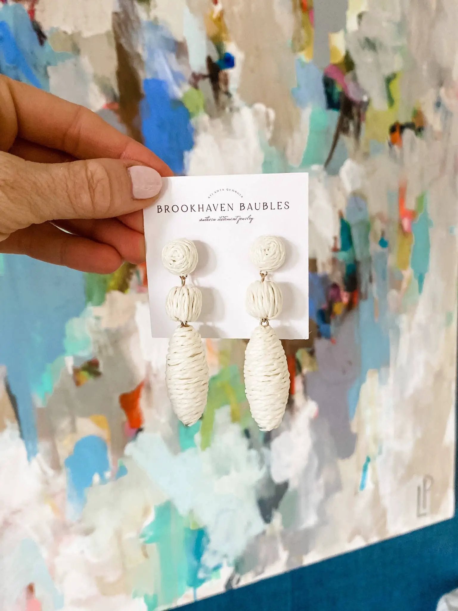 Brookhaven Baubles White Raffia Drop Statement Earrings - Earrings white raffia statement earrings