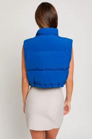 Le Lis LE LIS Cropped Padded Vest – Trendy High Neck Sleeveless Layer - Vests