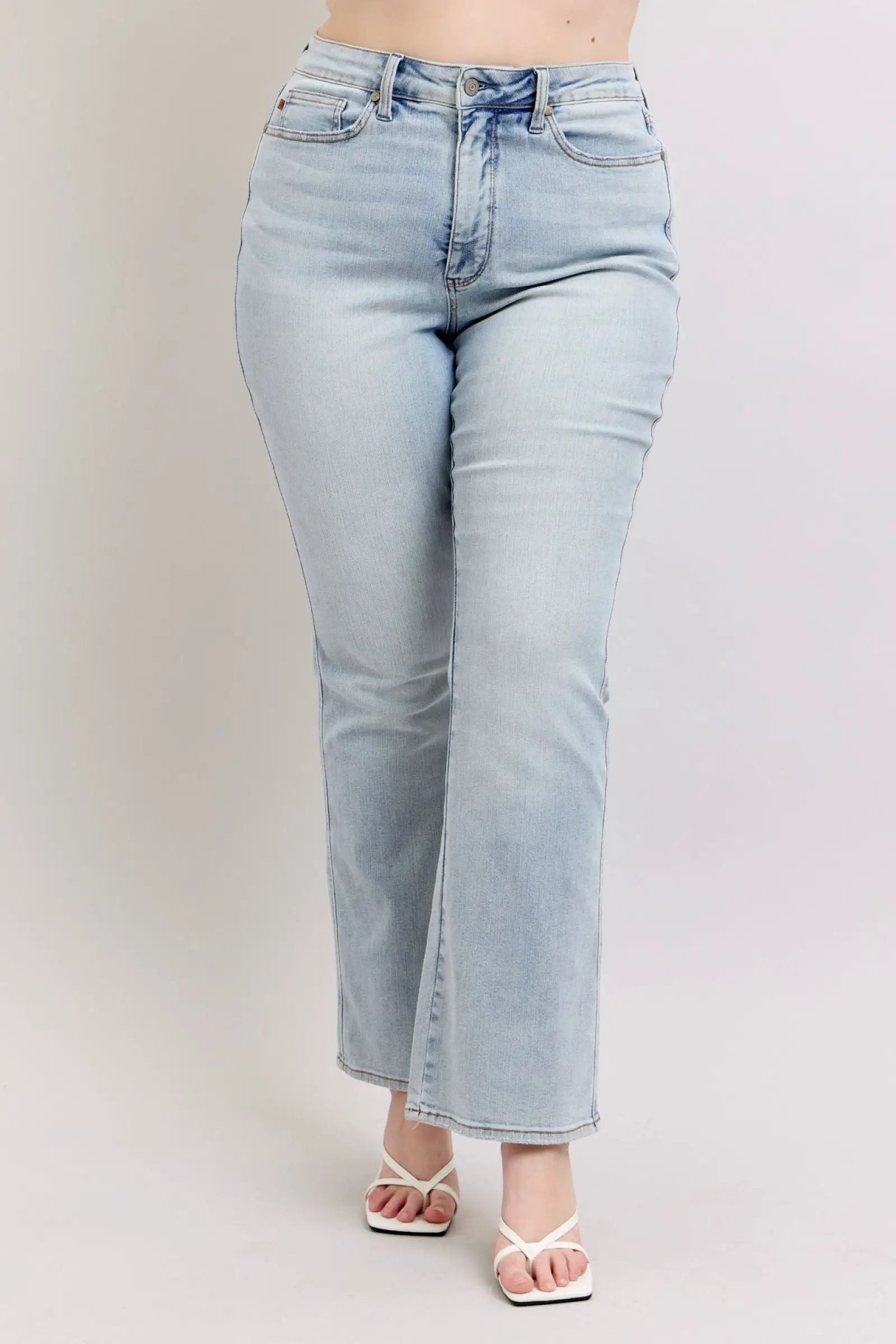 Judy Blue The High Waist Tummy Control Bootcut CURVY Denim Jeans: SHORT & REG Inseam - Jeans Judy Blue High Waisted Tummy Control Bootcut Jeans