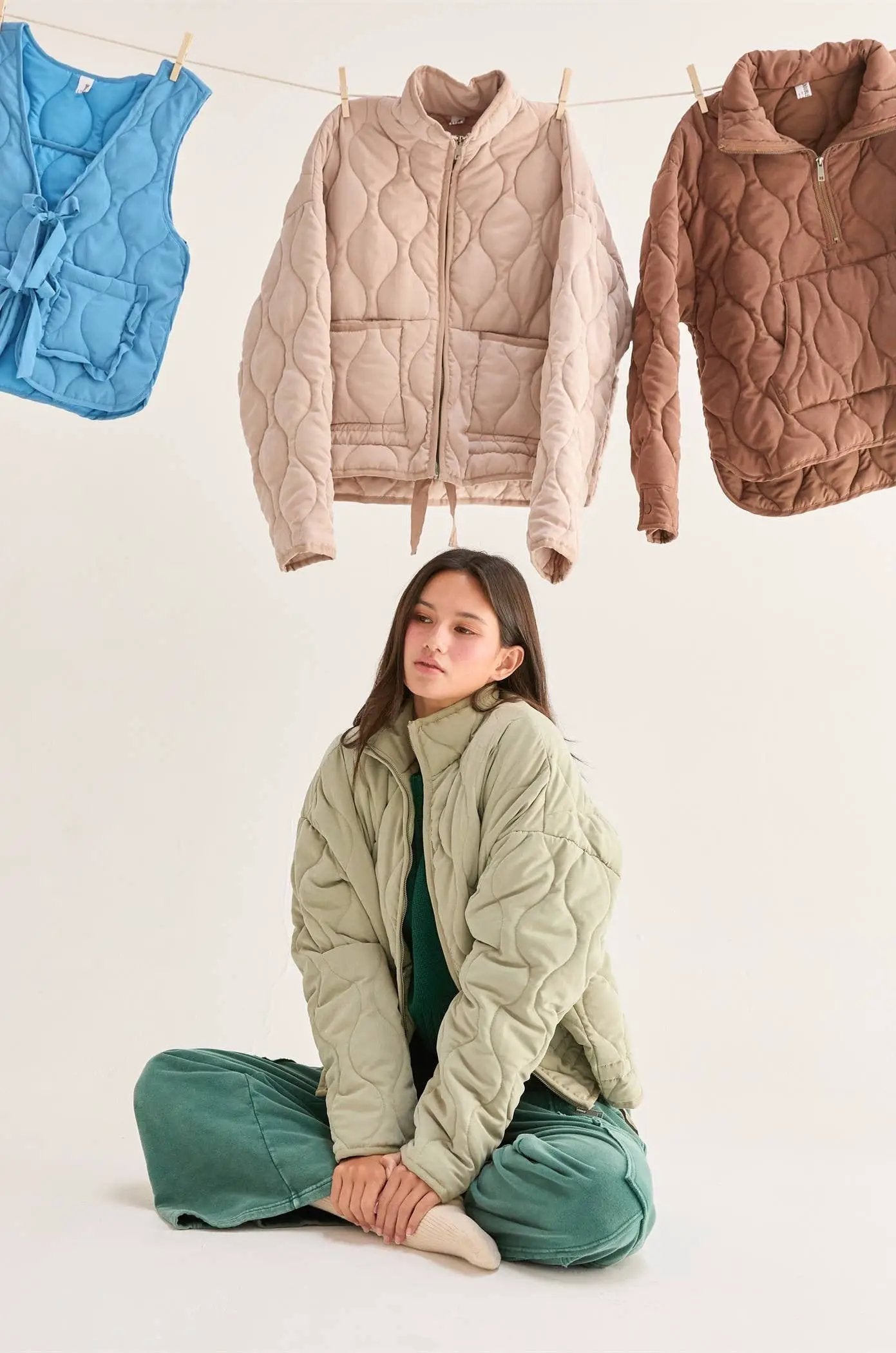HYFVE HYFVE - Ocean Blue Quilted Jacket With Drawstring Hem - Puffer Jackets