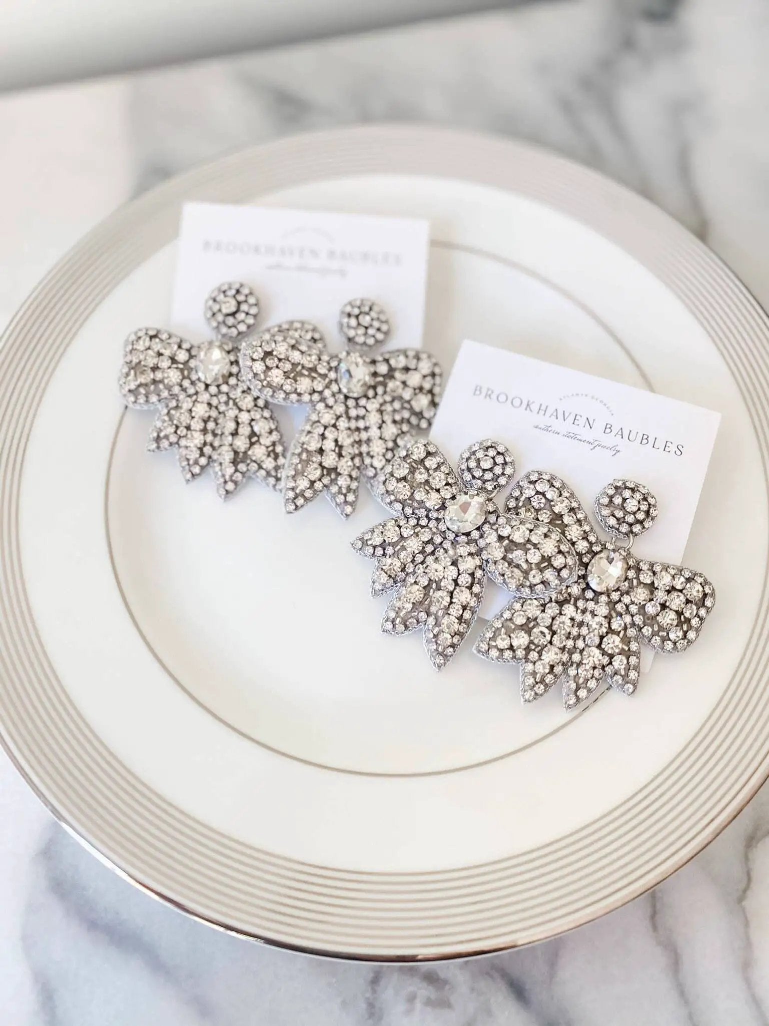 Brookhaven Baubles Crystal Bow Statement Earrings - Southern Jewelry - Earrings crystal bow statement earrings