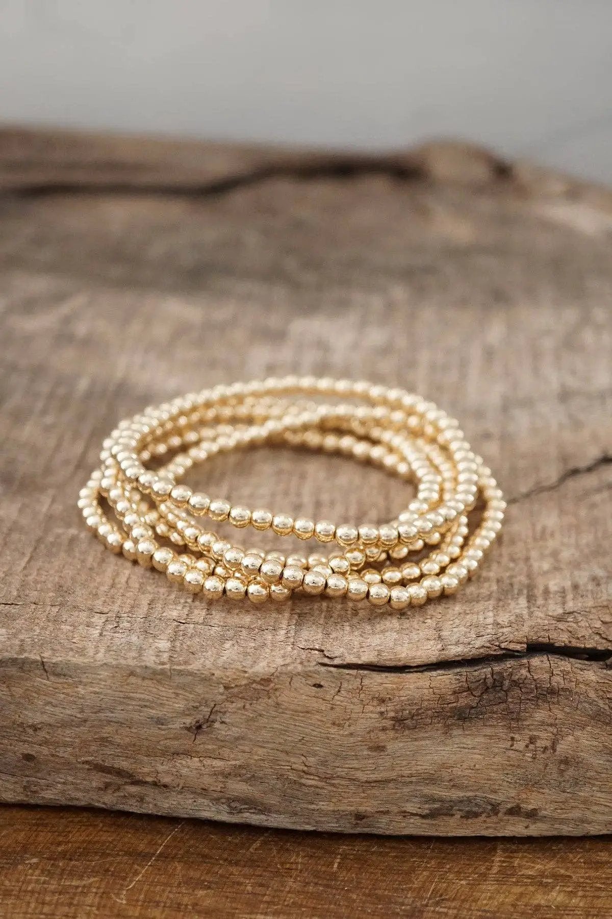 PennyLine inc The Timeless Gold Ball Beaded Stack Bracelet Set - Bracelets small ball beads bracelet