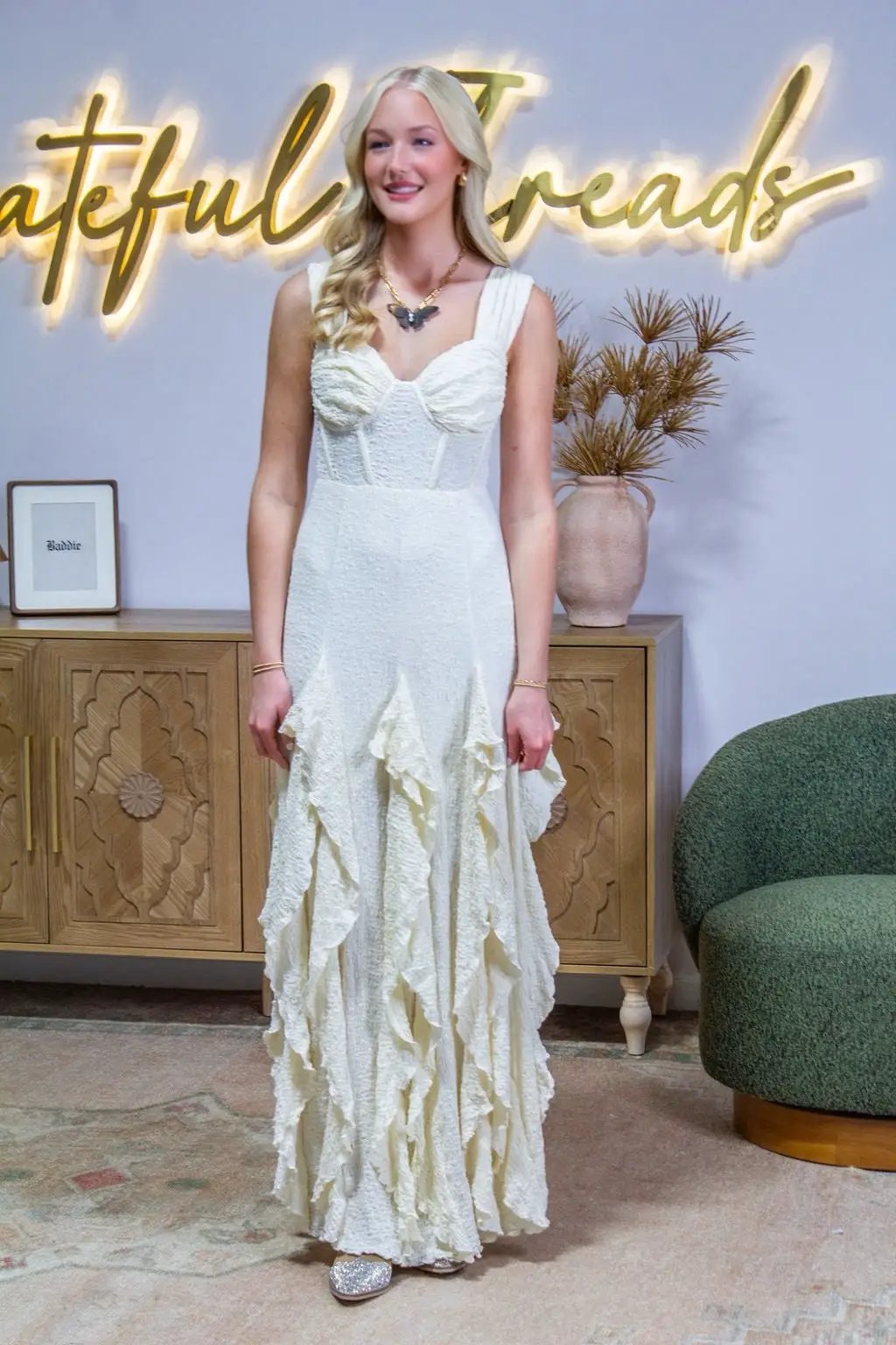 En Crème The Moonlight Waltz Maxi Dress - Dresses Ivory Sleeveless ruffle maxi dress