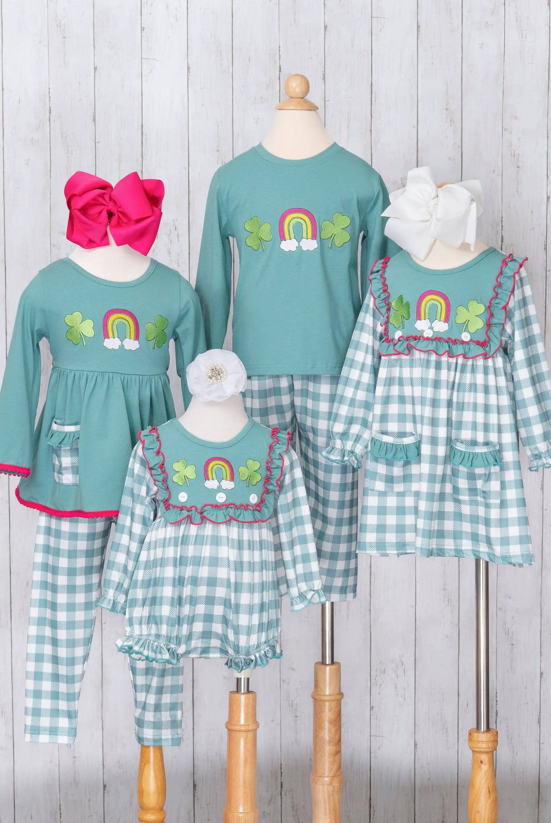 Marie Nicole Clothing Rainbow Clover Field Gingham Dress - Dresses