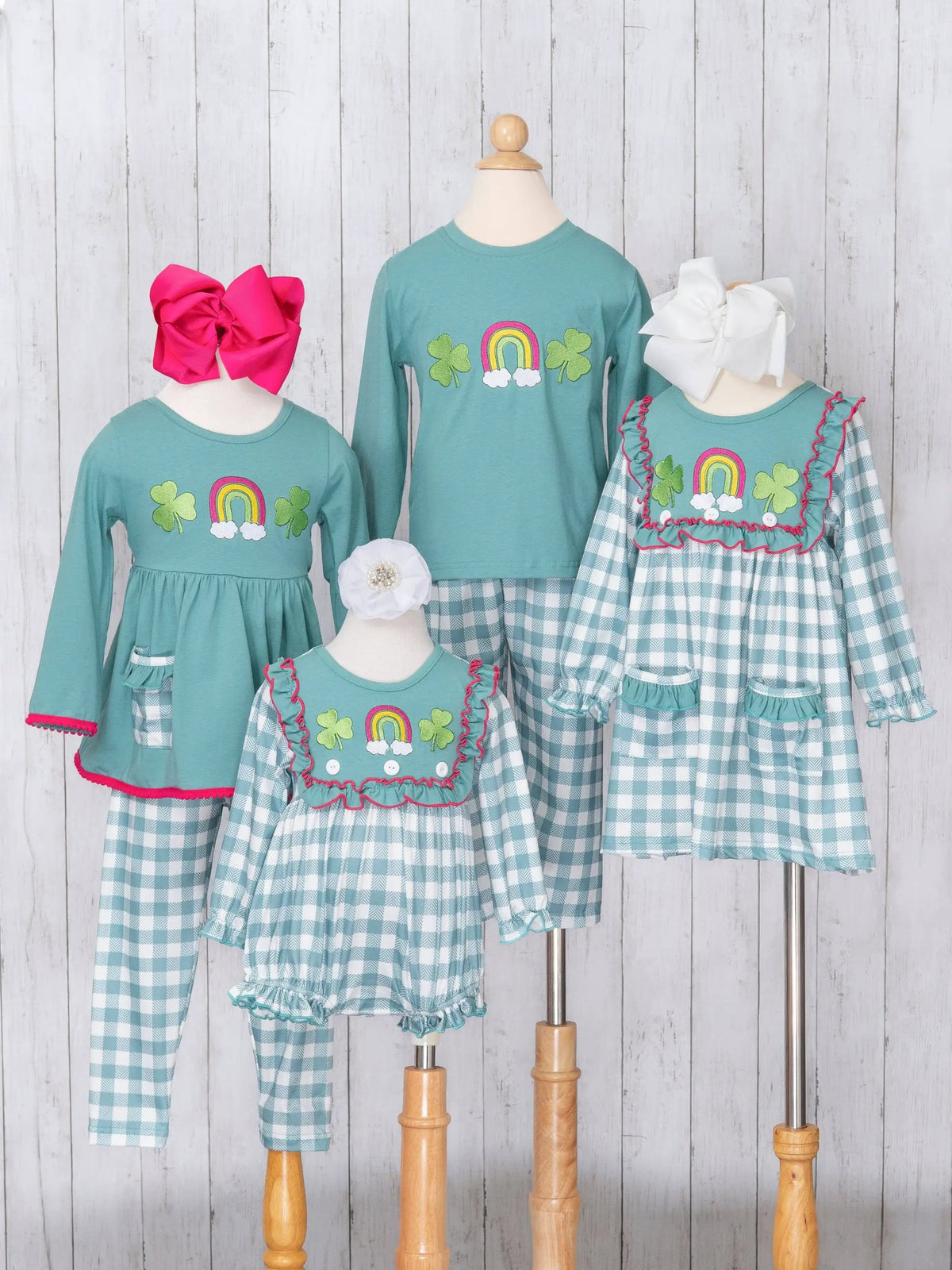Marie Nicole Clothing Rainbow Clover Field Gingham Dress - Dresses
