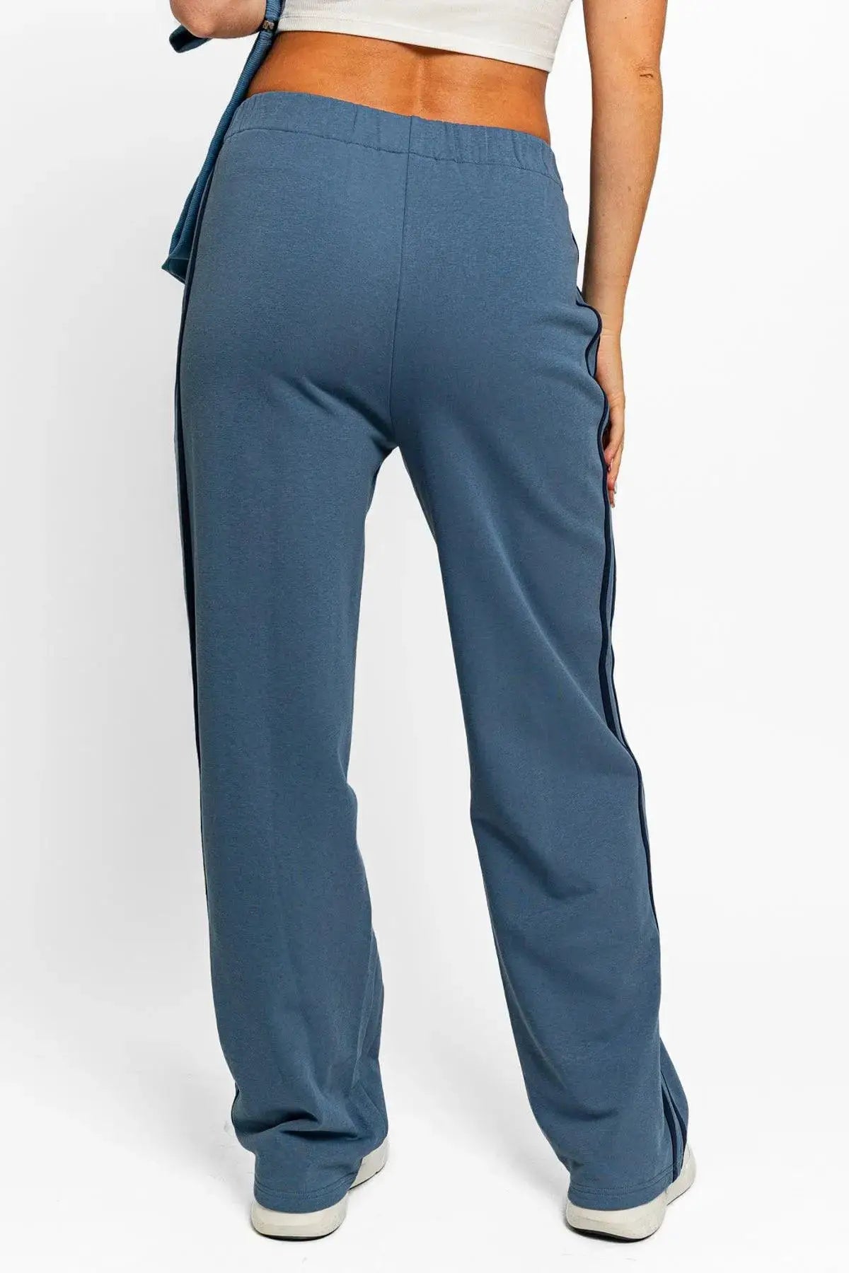 Le Lis High Waisted Side Stripes Straight Track Sweatpants - Loungewear Bottoms