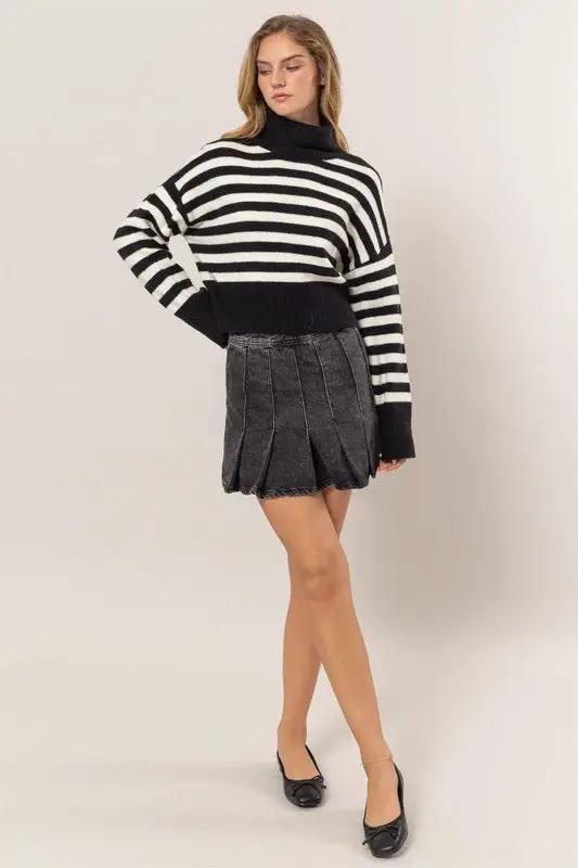 HYFVE HYFIVE Neutral Hour Striped Turtleneck Sweater - Sweaters