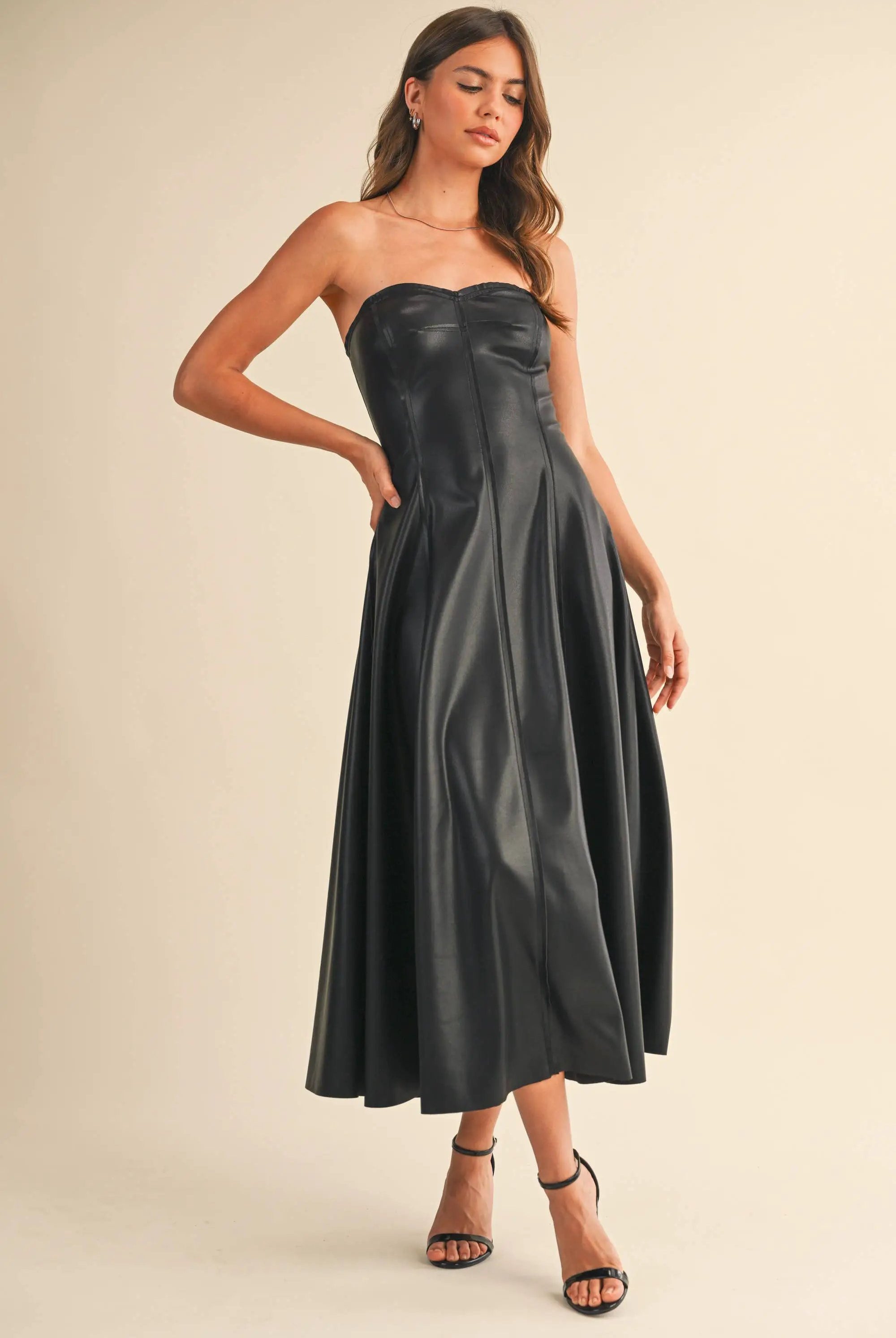Klesis The After Dark Faux Leather Midi Dress - Dresses